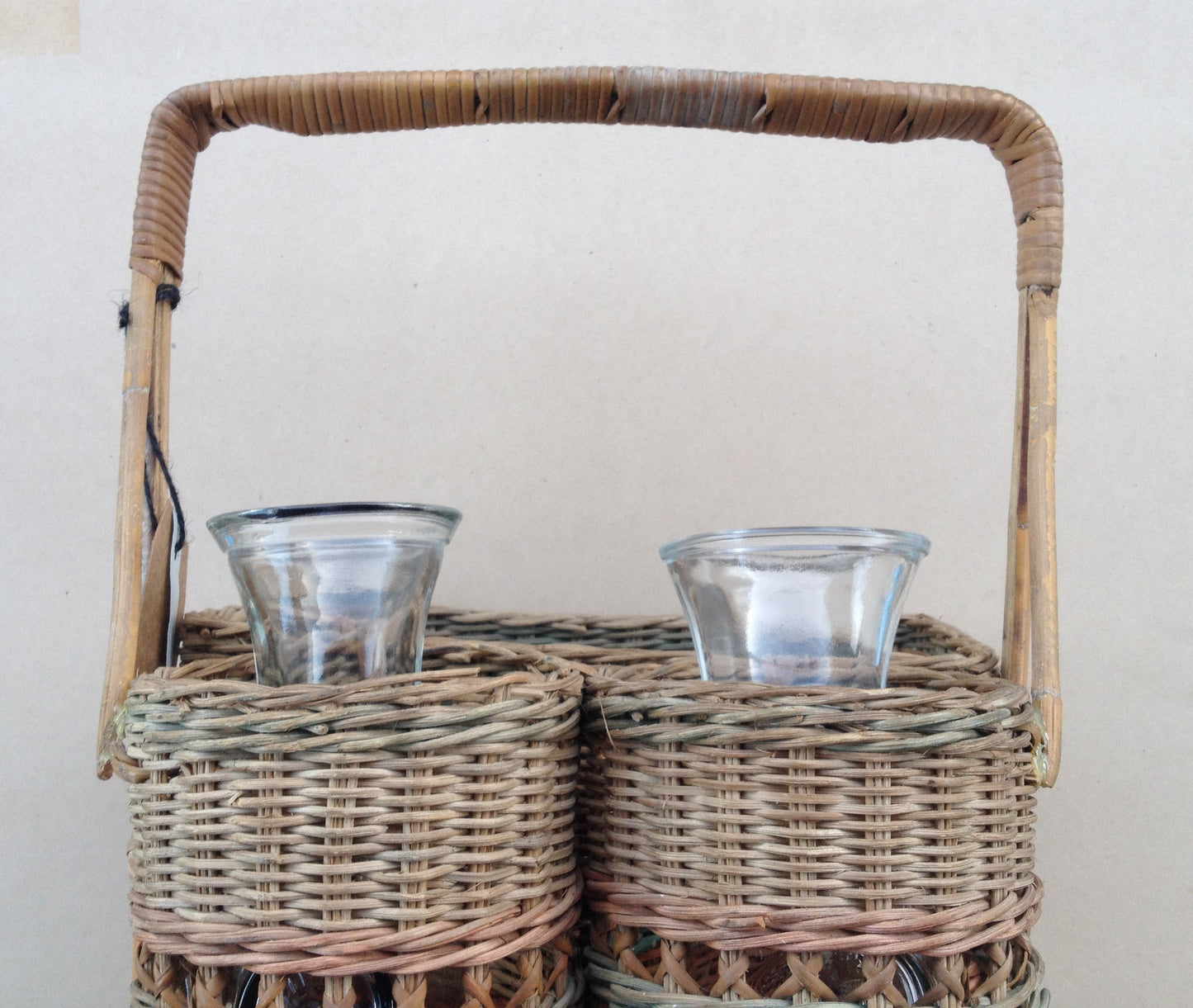 Rattan Picnic Basket with Glass Caraffes