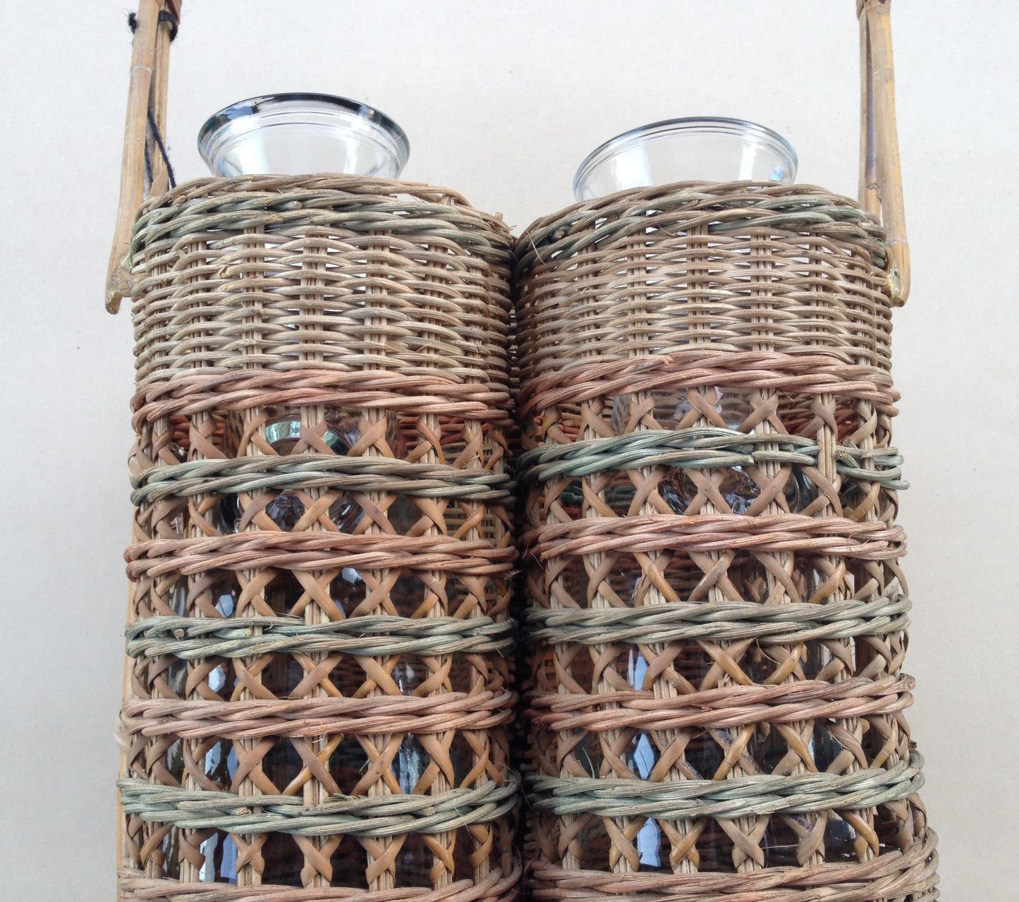 Rattan Picnic Basket with Glass Caraffes