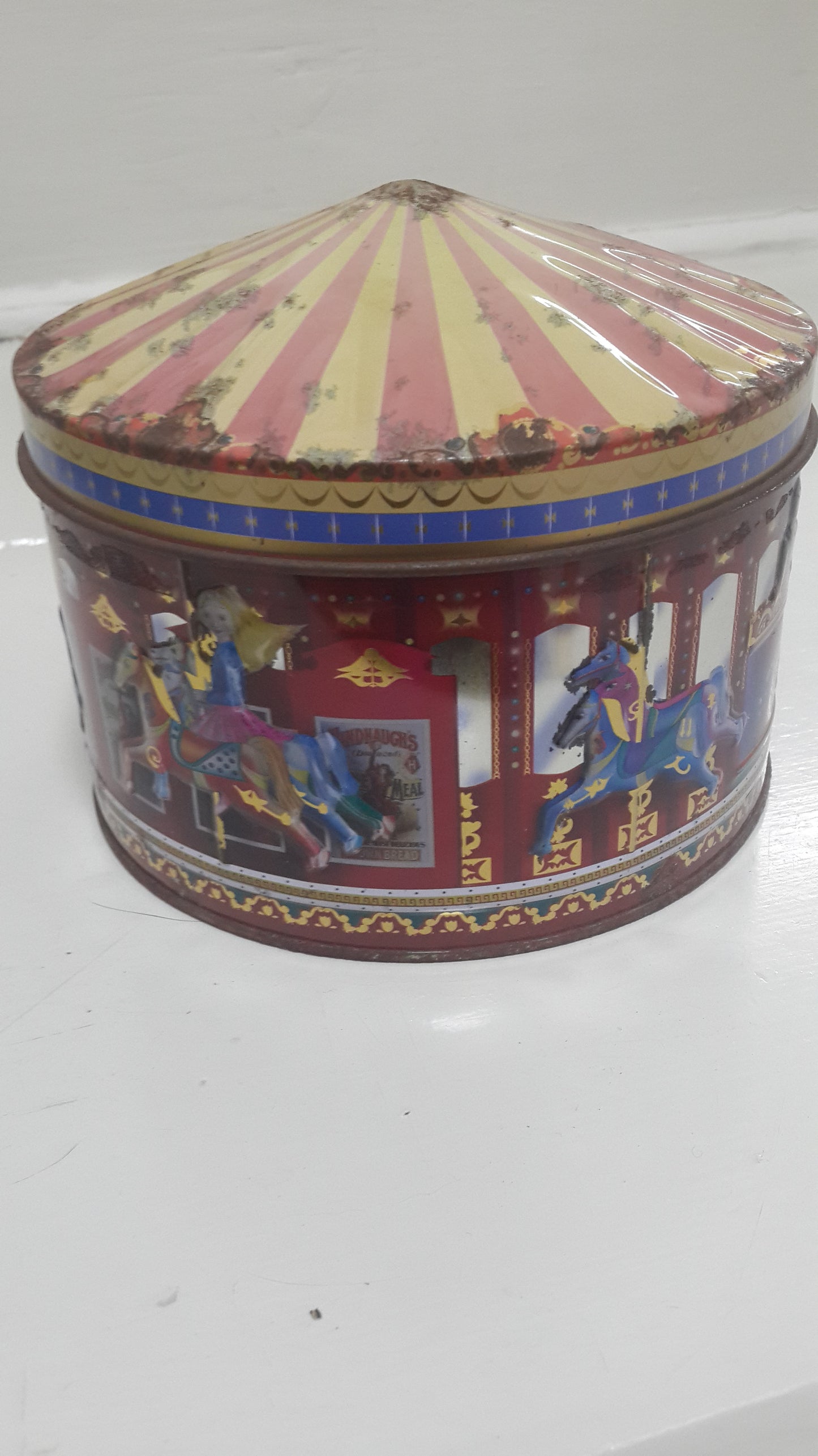Vintage Carousel Round Tin